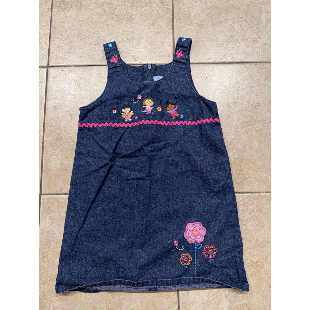 Vintage Disney Denim Dress Girls Toddler Size 6 Its A Small World After All